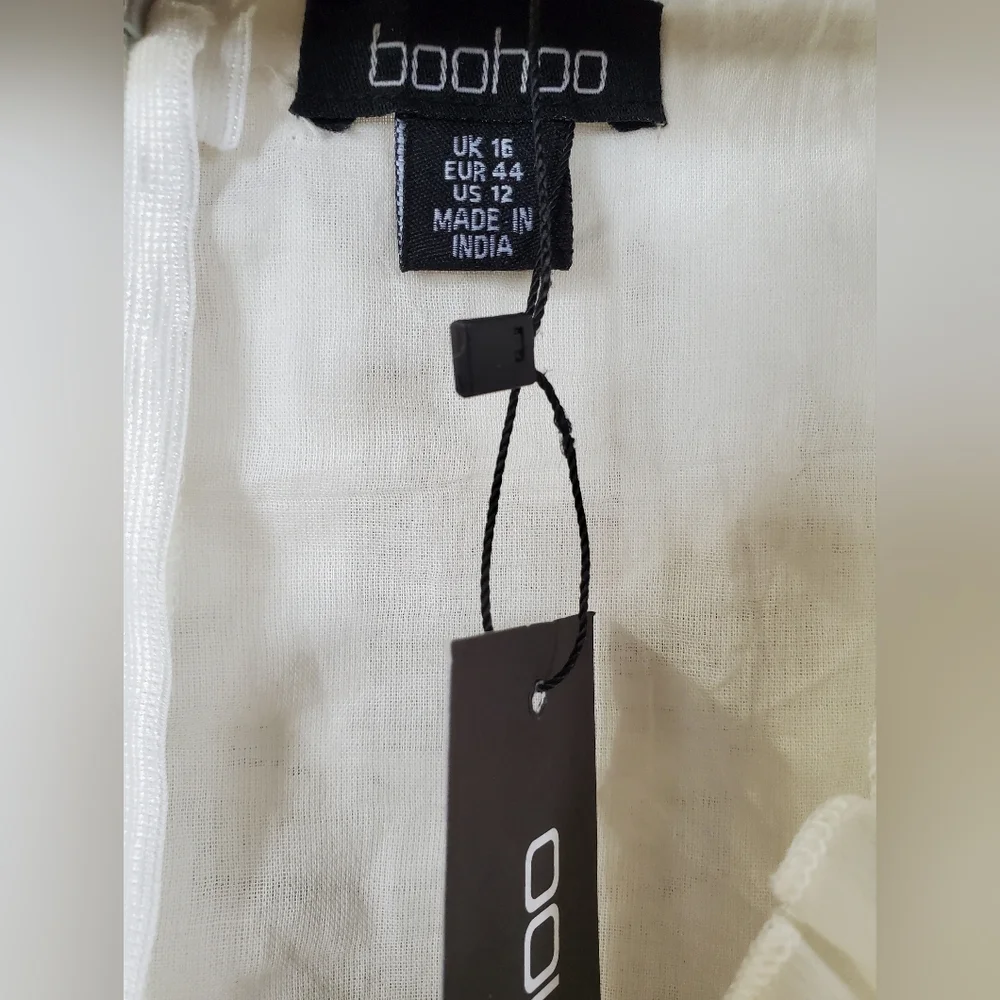 Boohoo Boho Petite Burnout Frill Mini Dress NWT - Picture 2 of 16